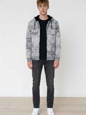 Helix Gray Marled Zip-Up Hoodie Sweater